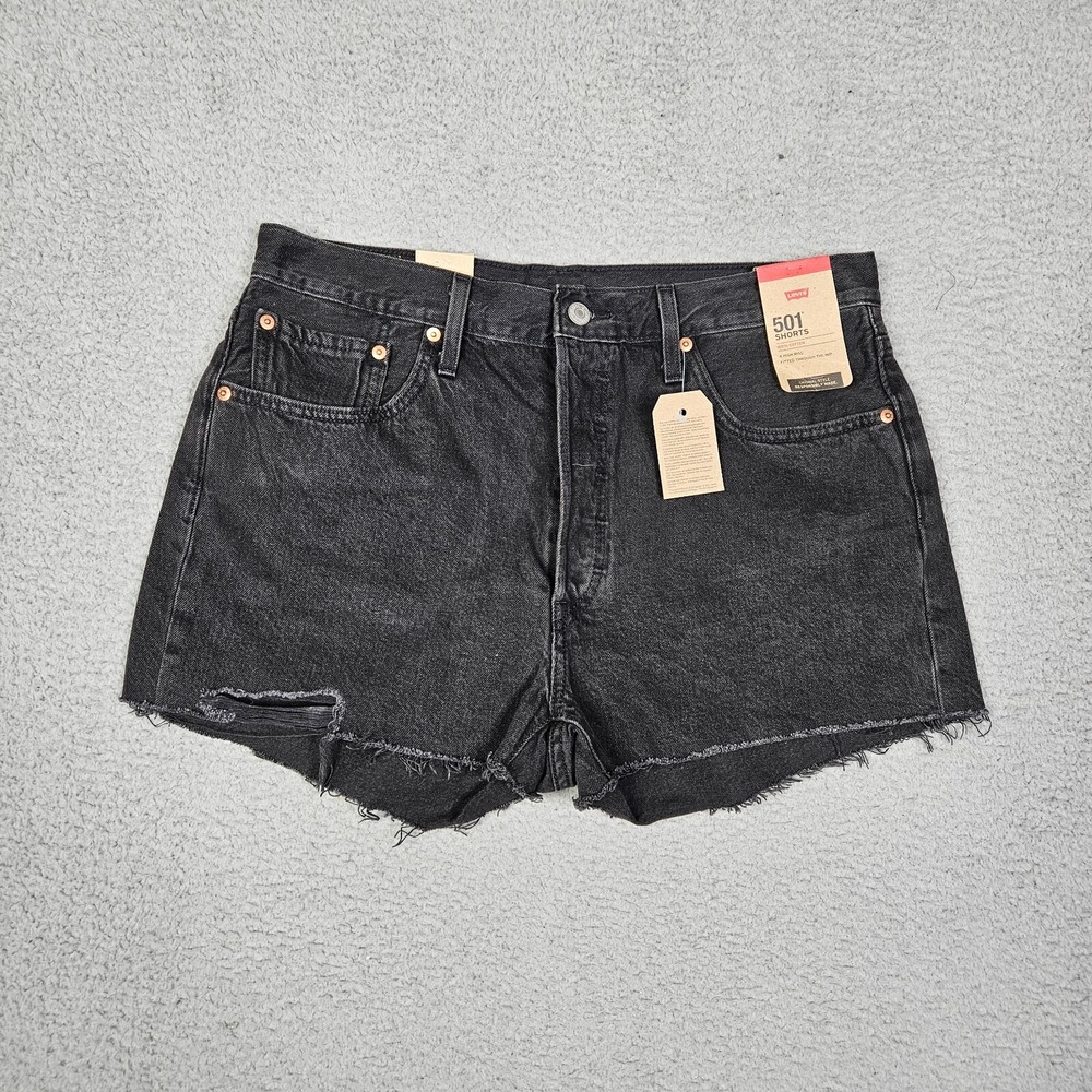 Levi's 501 Cotton High Rise Fitted Through the hip Light black Short Size 32 NEW